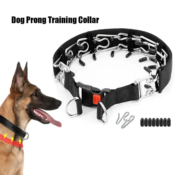 Dog Training Collar Prong Collar with Quick Release Buckle & Nylon Cover Pet Dog Spike Pinch Collar