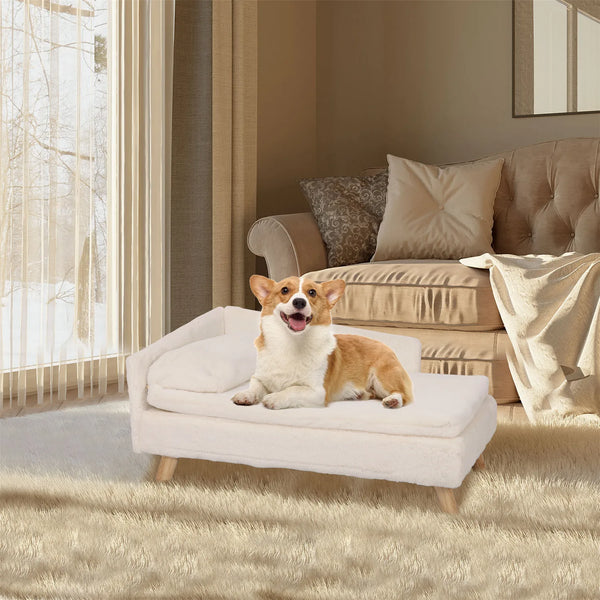 Pet Sofa Bed with Sturdy Wood Legs for Small Dog